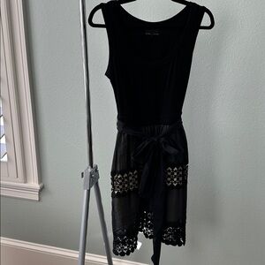 Black Sleeveless Dress with Lace Details